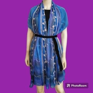 FLORAL Fairycore Embroidered Chiffon Shawl Wrap Sarong Dupatta Cover-up